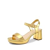 DREAM PAIRS Women's Platform Heels Block Chunky Open Toe Ankle Strap Heel Fashion Wedding Party Dress Sandals Shoes,Size 7,Gold,DWUMHS2507