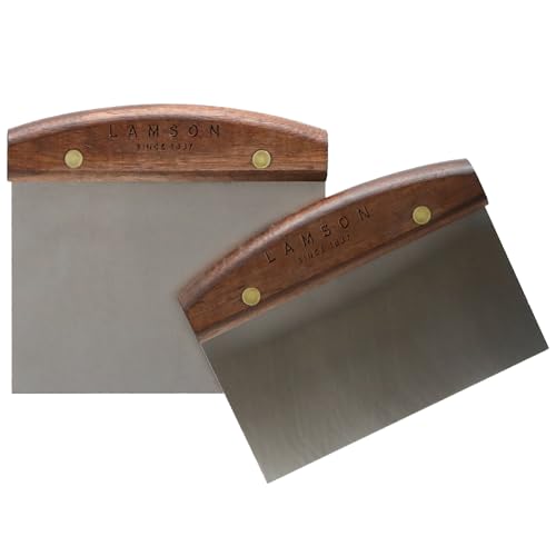 Rasqueta para masa premium Lamson de acero inoxidable y madera noble remachada 3