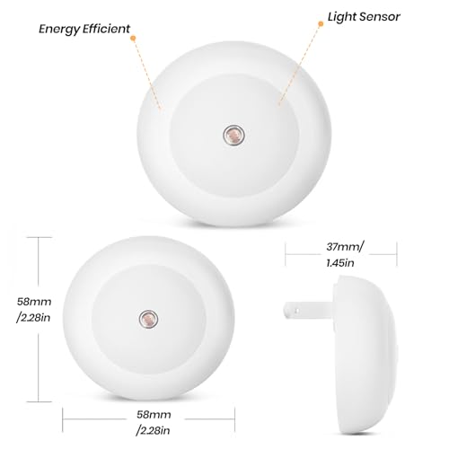 Image of 2 Pack Night Light Plug into Wall Motion Sensor Dusk to Dawn, 0.5W Soft Warm White Bright Led Nightlight for Adults, Kids Room, Bathroom, Hallway, Bedroom,Kitchen