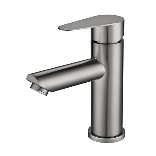 Robinet de salle de bain anti-trace en acier inoxydable gris pour vasque