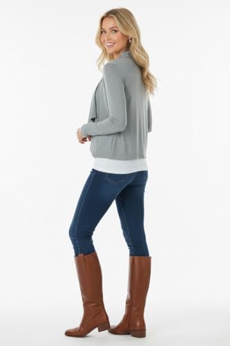 Image of ToBeInStyle Womens Open Front Long Sleeve Lightweight Asymmetrical Draped Cardigan with Side Pockets