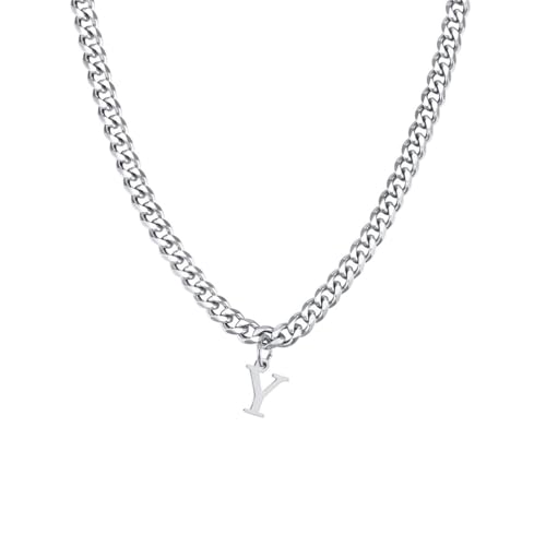 Collier Lettre Initiale Capital en Acier Inoxydable Robuste et Brillant Style Hip Hop Solid