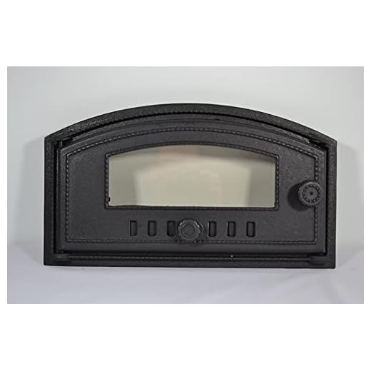 Puerta del horno de hierro fundido - Puerta del horno de hierro fundido - Puerta del horno de pizza - DZL08 Puerta izquierda - Vidrio resistente al calor para inspección - 48x27 s
