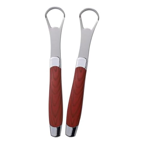 YUHANG Tongue Scraper,Stainless Steel Tongue Cleaners,Faux Woodgrain Handle Cleans Tongue, Helps Freshen Breath and Get Rid of Bad Breath,Easy to Clean Cover