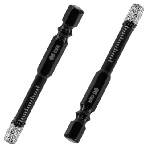 Kemcatui 2 PCS Dry Diamond Drill Bits Set, 1/4'' Hex Shank Ceramic Drill Bit 6mm Core Drill Bit Set for Porcelain Granite Tile Ceramic Stone Glass (NOT for Wood) Diamond Hole Saw Kit Cover