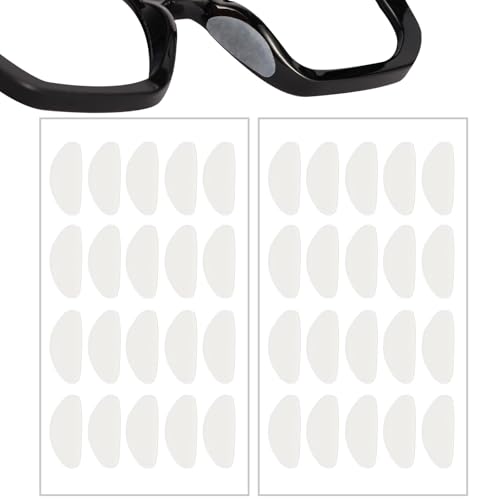 20 Paar Nasenpads Brille Selbstklebend 1mm D Form Anti Rutsch Brille Nasenpads Silikon Transparent Dünne Rutschfeste Selbstklebende Nasenpads Brillezubehör für Brillen Sonnenbrillen Schutzbrille