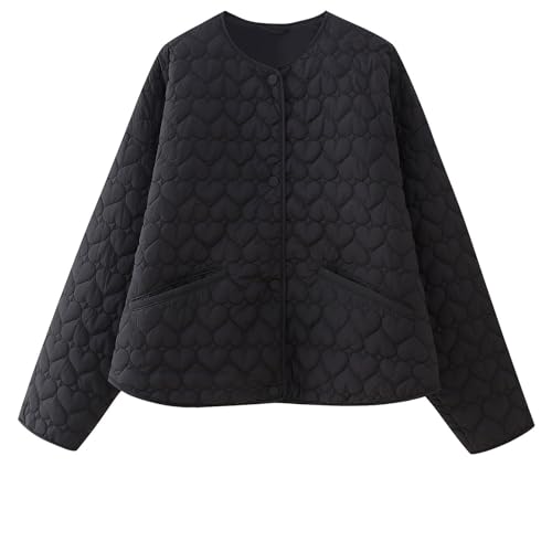 NSICBMNO Black Quilted Jacket Womens Cropped Puffer Jacket Hooded Padded Jackets Ladies Short Winter Coats Full Zip Lightweight Puffer Jackets Cotton Cycling Sports Outerwear