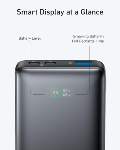 Image of Anker 533 Power Bank 10000 mAh Capacity (PD 25W) with 3 Port, 2 USB-C, 1 USB-A Fast Charging for iPhones, iPads, Samsung Smartphones and Other Android Devices - Violet