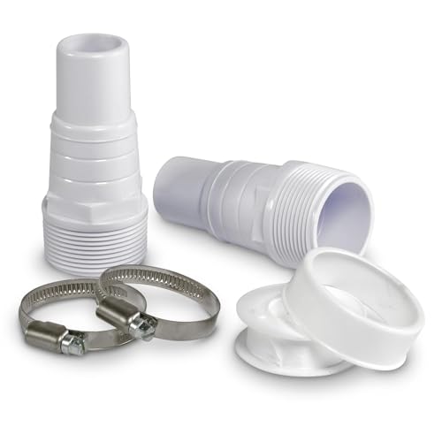 Pumpenanschluss-Set 32/38 mm - 1 1/2 Zoll Außengewinde für Filterpumpen & Ventile - Inkl. Teflonband (12 m) & 2 Edelstahlschellen - Schlauchtüllen für 32/38 mm Poolschlauch