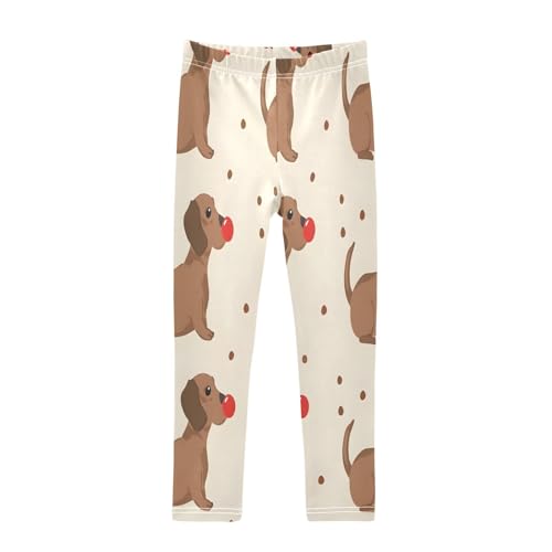 Toddler Girls Leggings Printed Yoga Pants Leggings Brown Dachshund for Kids