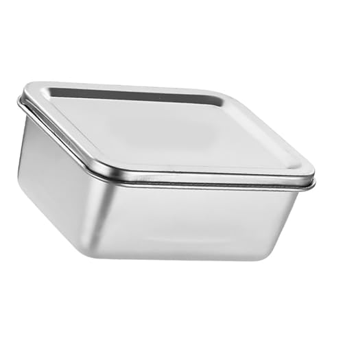LOEFLIFA Cajita de Acero Inoxidable Tapa Hermética Contenedor de Almacenamiento de Alimentos 201 Cuadrado 135X105X58 CM Caja de Muestra para Comedores Escolares y Uso Portátil