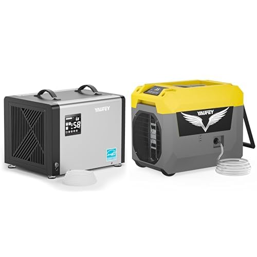 Yaufey 70 Pint Energy Star Commercial Dehumidifier with Pump for Crawl Space 5000 Sq. Ft (Max) & Yaufey 150 Pints Commercial Dehumidifier with Pump for Basement up to 7000 Sq.Ft (Yellow)