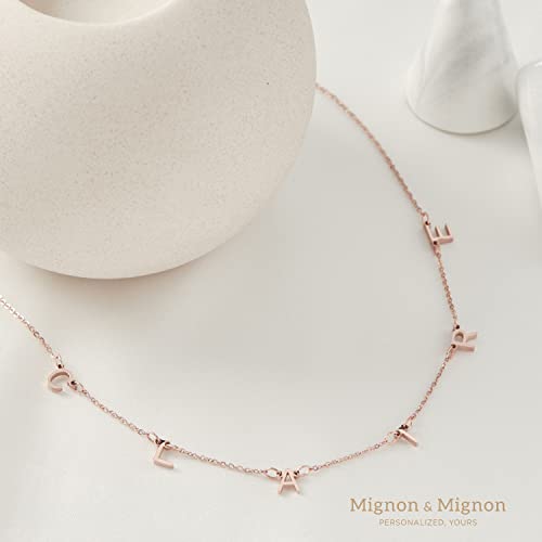 MignonandMignon Personalized Your Name Necklaces for Mom Women Multiple Initial Sideways Charm Custom Jewelry Minimalist Friendship Gift -RIN