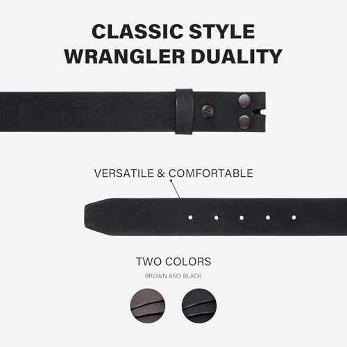 Image of Wrangler Men's Leather Belt without Buckle, 38mm Casual Wait Belt Strap for Jeans, Gift for Men