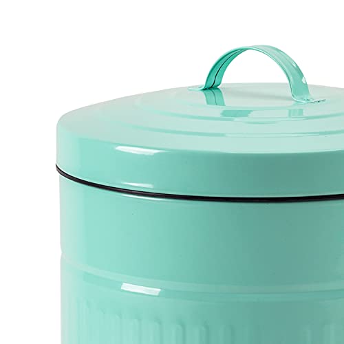 Image of Mint Green Trash Can with Lid, Turquoise Bathroom Bedroom Waste Basket Soft Close, Small Teal Garbage Can, Retro Vintage Home Office Trash Can, 12 Liter /3 Gallon, Glossy Mint Green