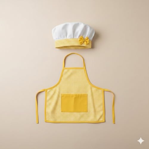 Image of A.T.U.N. (ALL THINGS UBER NICE) Soft Cotton-Rich Baby Chef Dress-Up Set | Cute Kitchen Dress-Up Outfit with Apron & Cap for Baby Boys and Girls | Ideal for Birthday & Photoshoot (0-2 Years)