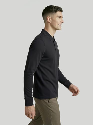 Image of TECHNOSPORT Men's Solid Full Sleeve Polo T-Shirt MATPIQ Quick Dry Slim Fit Sports Tee for Travel Casual Smart Wear UPF50+ Anti Odour