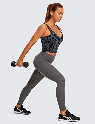 Crz Yoga Womens V Neck Workout Tank Tops With Built In Bras - Cropped Padded Athletic Longline Sports Bra Leopard Printed 1 Medium #TOP3