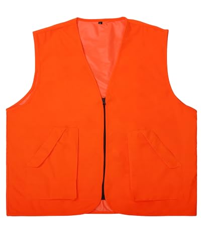 Roicaholy Men's Orange Hunting Vest, Waterproof and Ultra-Quilt Fabric, with Pockets, Zip Up