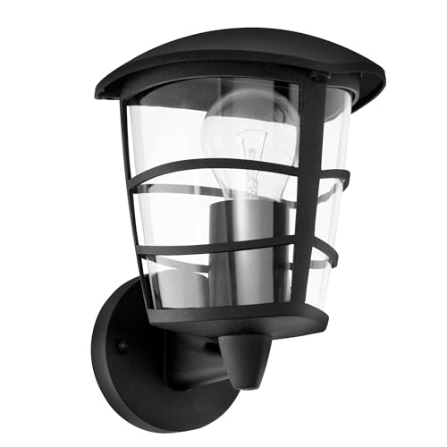Lanterne Eglo 93097 alu noir E27, luminaire extérieur mural pour éclairage jardin et façade