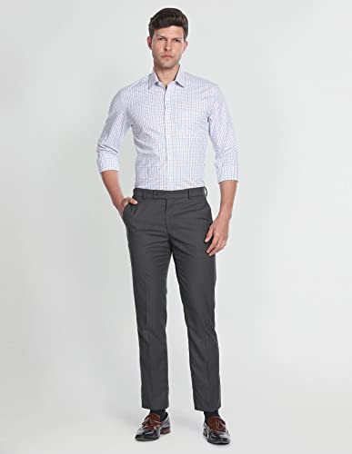 Image of Arrow Men Slim fit Cotton Checked Long Sleeves Cutaway Collar Shirt