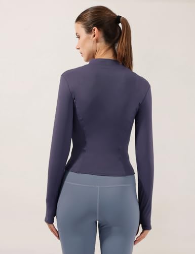 Image of Locachy Women's Lightweight Stretchy Workout Full Zip Running Track Jacket with Thumb Holes