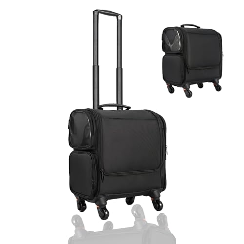 SUILU Rolling Makeup Train Case,Large Capacity Pull Rod Makeup Case, Used for Daily Storage Black