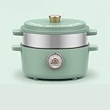 BOXIANGY Sartén eléctrica para el hogar Olla eléctrica pequeña Olla Caliente Olla integrada Vintagegreen (con vaporizador)