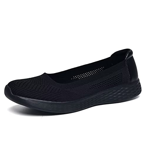 Puxowe Mocasines ligeros para mujer, zapatos planos de punto bajo, zapatos casuales de cuña baja, C/All Negro, 38 EU Puxowe Mocasines ligeros para mujer, zapatos planos de punto bajo, zapatos casuales de cuña baja, C/All Negro, 38 EU
