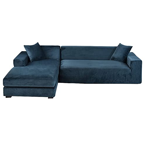 Housse de canapé en forme de L extensible pour canapé d'angle 3+3 - 2
