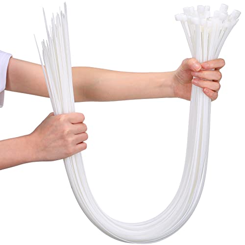 Nuanchu 100 Pcs 36 Inch White Zip Ties Heavy Duty Cable Ties for Indoor and Outdoor Binding Fences Awnings Tying Branches Bundling of Crops