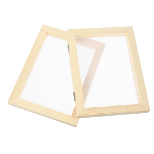 KONTONTY 2pcs Wood Art Picture Frame DIY Paper Making Screen Kit Handmade Paper Craft Frame for Boys and Girls Random Style