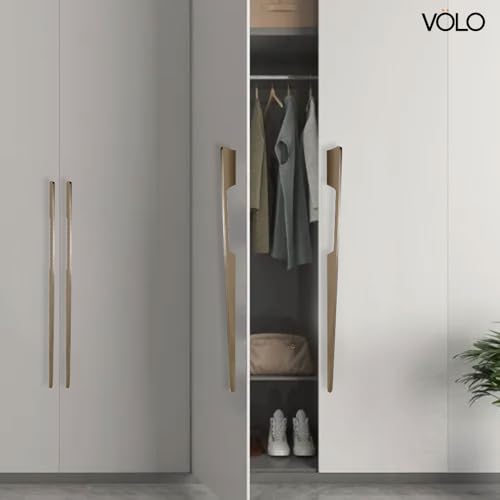 Image of VOLO Aluminium Wardrobe Handle - Elegant Pull Handle for Wardrobe Doors, Cabinet Doors, and Drawers in Kitchen, Office, and Bedroom (Pack of 2 Pieces) (SAC-40 Satin 24 Inch (600mm))