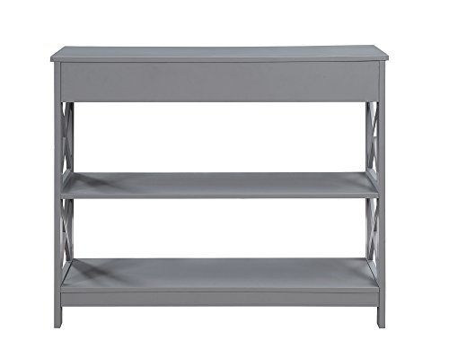 Image of Convenience Concepts Oxford 1-Drawer Console Table 39.5 inch - Farmhouse Sofa Display with Storage Shelf For Living, Family, & Dining Room, Modern Entryway Hall Table for Kitchen, Bedroom, Gray