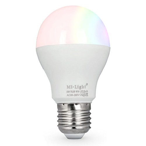 LIGHTEU®, 6W E27 Neues Design Milight drahtlose E27 6W 2.4G RF Fernbedienung RGBCCT LED Glühbirnen (Fernbedienung nicht enthalten), 550LM, fut014