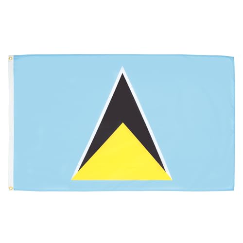 Image of AZ FLAG - Saint Lucia Flag - 2x3 Ft - 100D Polyester Saint Lucian Banner with Two Metal Grommets - Fade Resistant - Vivid Colors - 2' x 3' Feet - 90x60 Cm
