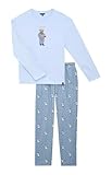 arthur - pigiama da uomo, con maniche lunghe e pantaloni - 100% cotone organico caldo per l'inverno - motivo natura, libro fantasia blu, xl