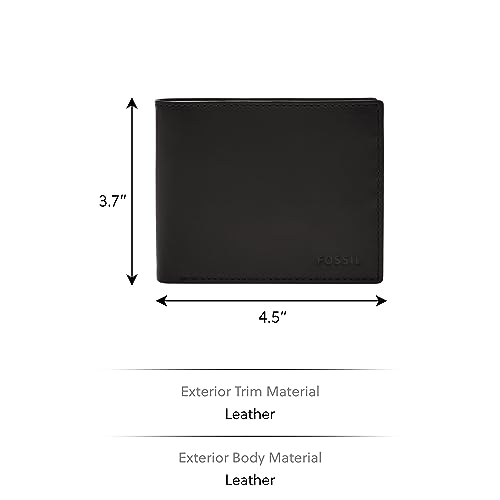 Image of Fossil Men's Wallet, Derrick Leather RFID-Blocking Wallet, Bifold with Coin Pocket, Black