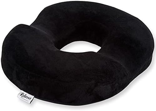 RELIEVVE Donut Pillow for Tailbone Pain Relief, Hemorrhoid Pillow Cushion for Hemorroid Treatment, Prostate, Bed Sores, Pregnancy, Post Natal & More. Firm Density Lifting Cushion