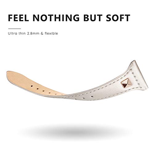 Swees Genuine Leather Band Compatible For Iwatch 38Mm 40Mm 41Mm, Narrow Soft Dressy Stylish Elegant Bling Rivet Stud Bands Strap Compatible For Iwatch Series 7,6, 5, 4, 3, 2, 1 Sports & Edition Women, Champagne #TOP4