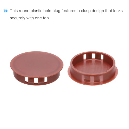 Image of MECCANIXITY 64PCS 38mm(1 1 /2 inch) Red Brown Plastic Hole Plugs, Flush Type Panel Hole Plugs Insert End Caps for Locking Hole Tubes Furniture Cabinet