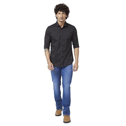Image of Spykar Men's Regular Fit N /A Full Sleeve Solid Casual Shirts