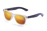 Polarizado Ocean Sunglasses Beach Gafas de Sol White Transparent Frame/Wood Dark Arms/Revo Red Lens