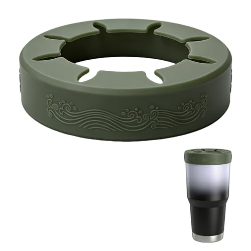 XccMe Reusable Silicone Tumbler Ring, BPA-Free Iced Coffee Sleeve for 30oz YETI/RTIC/BJPKPK Tumblers, Fits 3.9-4 Inch Cup Mouth, Dishwasher Safe,for Most 30oz Stainless Steel Tumbler (Army Green)