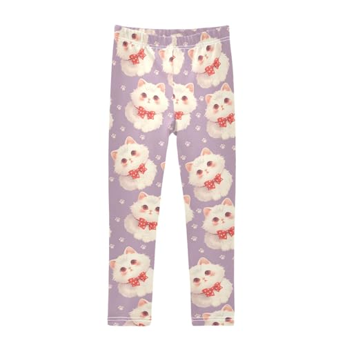 Cute Bow Cat Girls Leggings Soft Stretch Workout Yoga Dance Pants for Kids Casual Tights