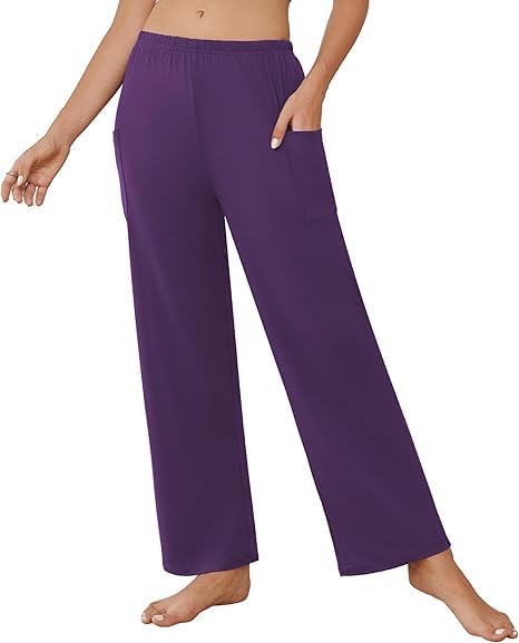 ELESOL Womens Pajama Wide Leg Palazzo Pj Lounge Comfy Pajama Bottoms