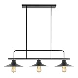 Light Society Margaux 3-Light Kitchen Island Pendant, Matte Black, Vintage Modern Industrial Chandelier (LS-C114)