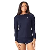 Nautica Women's Rashguard – Quick-Dry, UPF Protection, Swim Shirt, Pool, Beach, Hiking, Yoga, Volleyball, Navy, Medium