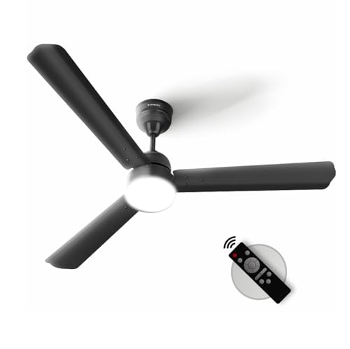 Image of LONGWAY Luminair 1200 mm BLDC Ceiling Fan with Remote Control & LED Light | BEE 5 Star Rated Energy Efficient | Ultra High Speed 3 Blade Anti-Dust Decorative Ceiling Fan (Smoked Brown, Pack of 1)