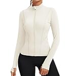 Rapbin Women's Slim Fit Workout Jackets Full Zip Long Sleeve Running Athletic Tops Yoga Shirts with Thumb Holes